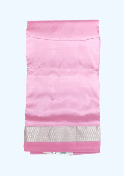 Onion Rose Dhothi with Silver zari border 