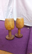 Handcrafted Teak Wood Goblet Set -Set of 2| Brown