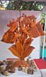 Hand-Carved Wooden Peacock Tree Sculpture|Brown
