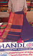 Handcrafted Checked Maheshwari Saree with Blouse Piece | Purple
