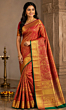 Luxury Bridal Handloom Silk Saree with Antique Zari Weaving Elegant Temple Border Silk Saree in Red and Gold