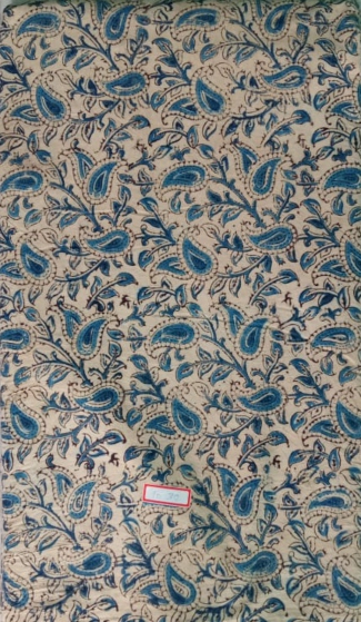 Kalamkari Hand Block Print Cotton Cambric Fabric - Multicolor - 1 Meter(KBPF169)