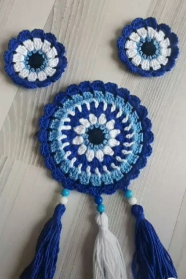Edge Coaster with Tassels | Blue