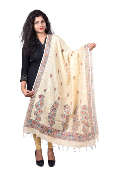 Madhubani Cotton Dupatta / Madhubani Painting Dupatta - 2.5 Meter