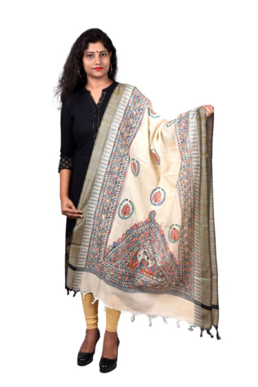 Madhubani handpainted Dupatta
