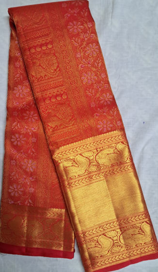 Orange Handmade Silk Saree 01