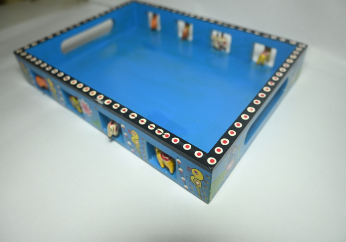 Hand Painted Wooden Serving Tray | Oceanic Blue | Large