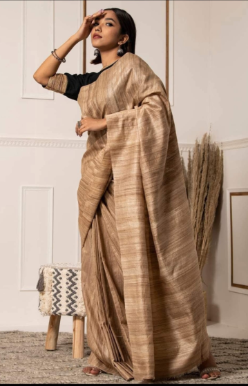 TASAR GHICHA PLEN SILK SAREE
