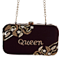 FHS Stylish Party Maroon Queen Bling Clutch Purse 