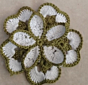 Handwoven Crochet Flower | Olive & White 