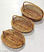 Oval Cane and Bamboo Baskets with Handles | Set of 3