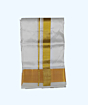 White Silk Dhoti with Golden Zari Border | 64 Kulikai