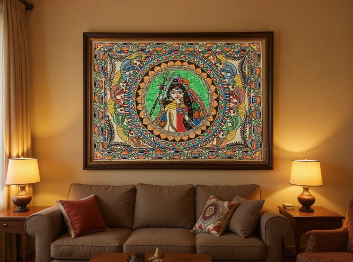 HANDMADE ARDHNARISHWAR MADHUBANI MITHILA PAINTING 