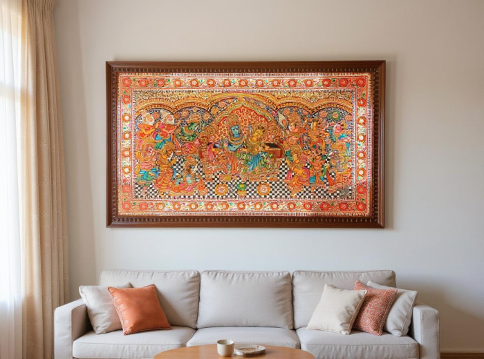 Rama Pattabhishekam Leather Painting | 3.3 x 2.5 Feet