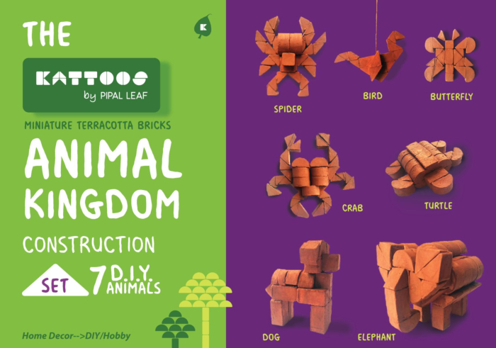 Miniature Terracotta Bricks | DIY Gift Pack| Reddish Brown Bricks | Animal Kingdom Set