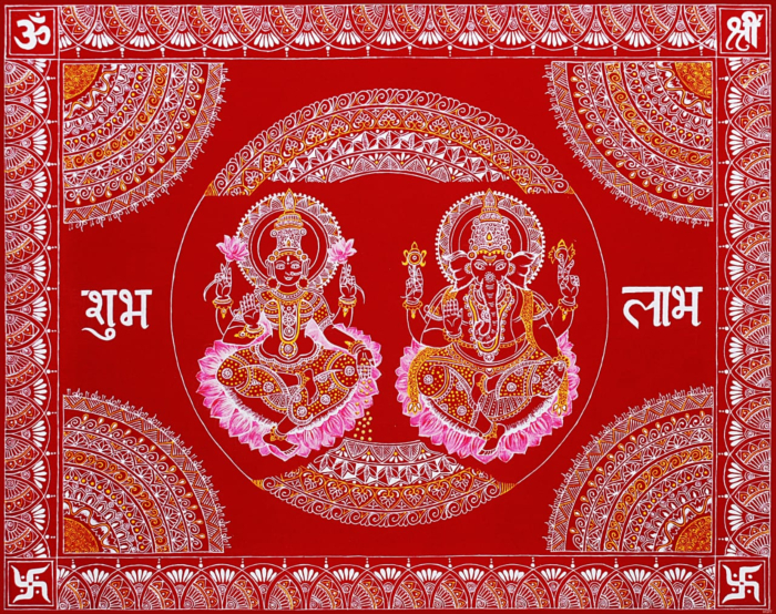 Handcrafted Aipan Art  Laxmi Ganesh Aipan