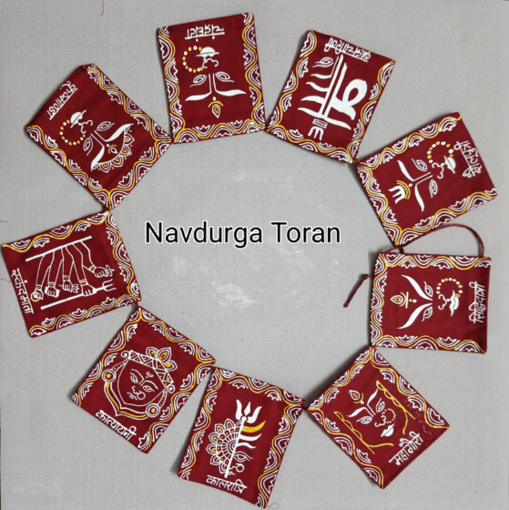 Handcrafted Aipan NavDurga Swaroop Toran