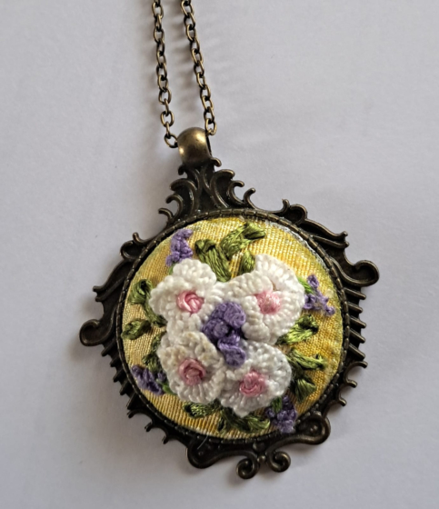 Hand Embroidery Pendant | Yellow