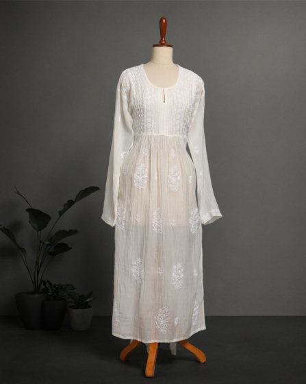 White chikan kurti