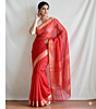 Maheshwari Zari Check Red Saree