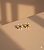 Sunburst Floral Handcrafted Glass Bead Stud Earrings
