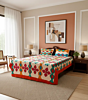 Multicolor Applique Work Double Bedsheet | Decorative Cotton Bedding