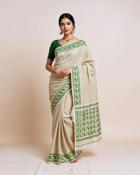 Bengal Soft Cotton Saree-Green