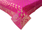 Brocade Silk Table Cloth Square 1 Meter x 1 Meter | Decorative Dining Table Mat with Golden Jacquard Weave | Elegant Home Decor for Festive & Special Occasions - Pink