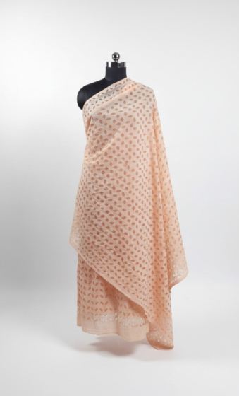 Light Orange Applique Dress Material