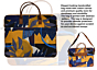 Premium Leather and Fabric Laptop Bag | Floral Print | Blue