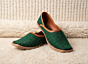Chic Green Leather Womens Jutti