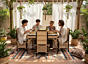 BAMBOO WAALAH Dinning Table 4 Seater for Family Set of 4 Chair and 1 Centre Table 