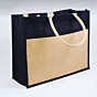 Handcrafted Dark Blue & Beige Jute Bag | 40 x 8 x 25 cm