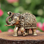Brass Elephant Mini Idol Small Decorative Lucky Elephant Statue for Home, Office & Gift BH12272