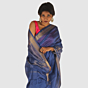 Royal Blue Maheshwari Silk Cotton Saree with Elegant Gold Zari Border