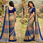 Gamcha saree with basket design Blue & white