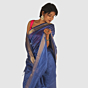 Royal Blue Maheshwari Silk Cotton Saree with Elegant Gold Zari Border