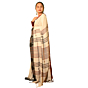 Authentic Kotpad Traditional Cotton Saree | Off-White with Maroon & Black Tribal Motifs & Woven Striped Pallu | Handwoven by Koraput Tribal Artisans