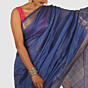 Royal Blue Maheshwari Silk Cotton Saree with Elegant Gold Zari Border