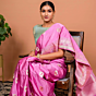 Saras Border Handwoven Lavender Banarasi Silk Saree