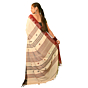 Authentic Kotpad Traditional Cotton Saree | Off-White with Maroon & Black Tribal Motifs & Woven Striped Pallu | Handwoven by Koraput Tribal Artisans