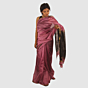 Royal Purple Maheshwari Handloom Saree with Classic Gold Zari Border