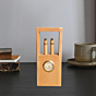 Handmade Wooden Pen Stand with Clock | 8x3x13 cm