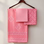 Cotton Applique Cutwork Unstitched 3 Piece Set in Pink