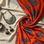Ethnic Motifs Applique Work Orange Dupatta