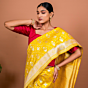 Taara Jaal Handwoven Banarasi Silk Yellow Saree