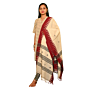Authentic Kotpad Handwoven Cotton Dupatta | Off-White with Maroon Border & Tribal Motifs | Natural Dye | Koraput Odisha