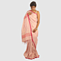 Classic Pink Maheshwari Handloom Cotton Silk Saree with Zari