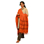 Authentic Kotpad Cotton Dupatta | Burnt Orange with Tribal Motifs & Woven Stripes | Handwoven Koraput Odisha