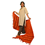Authentic Kotpad Cotton Dupatta | Burnt Orange with Tribal Motifs & Woven Stripes | Handwoven Koraput Odisha
